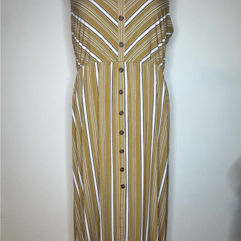 Maurice’s Mustard Striped Maxi Dress Button Front - Picture 2 of 6
